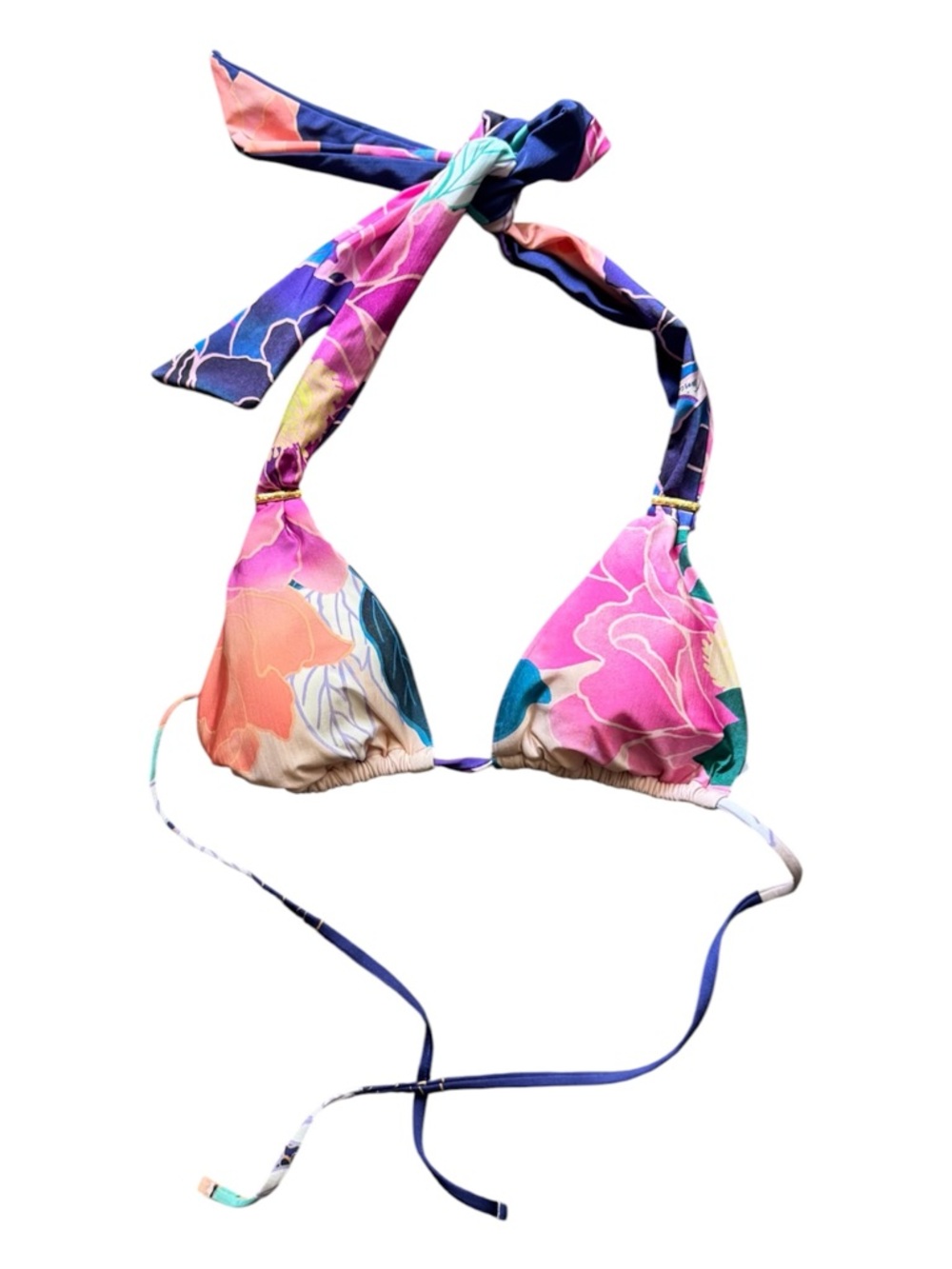 Trina Turk Pink Multicolor Floral Halter Triangle Bikini Top 613